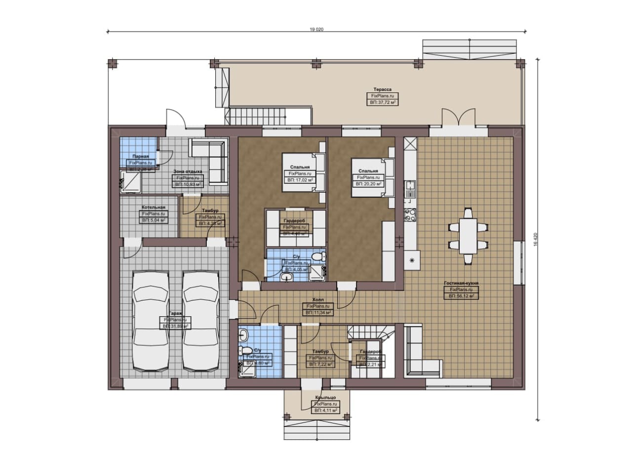 Планировка Одноэтажный дом F-12914