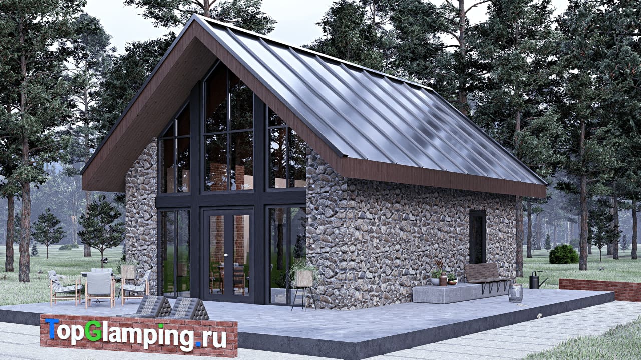 Одноэтажный дом с мансардой  F-22139 — фасад