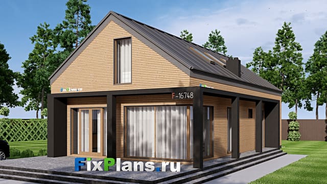 Одноэтажный дом с мансардой  F-16748