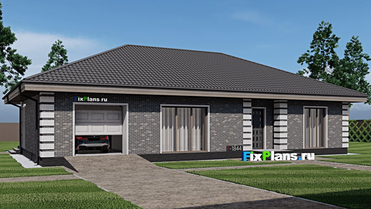 Одноэтажный дом F - 1844 — фасад